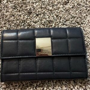 CHANEL Chocolate Bar Dark Blue Wallet